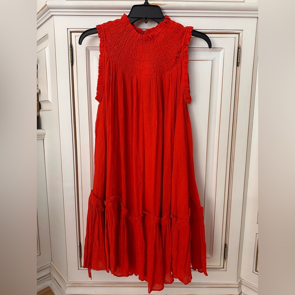 All Saints Fiery Red/Orange Textured Dress - Picture 4 of 6